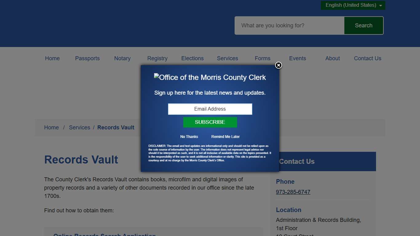 Records Vault | Morris County Clerk