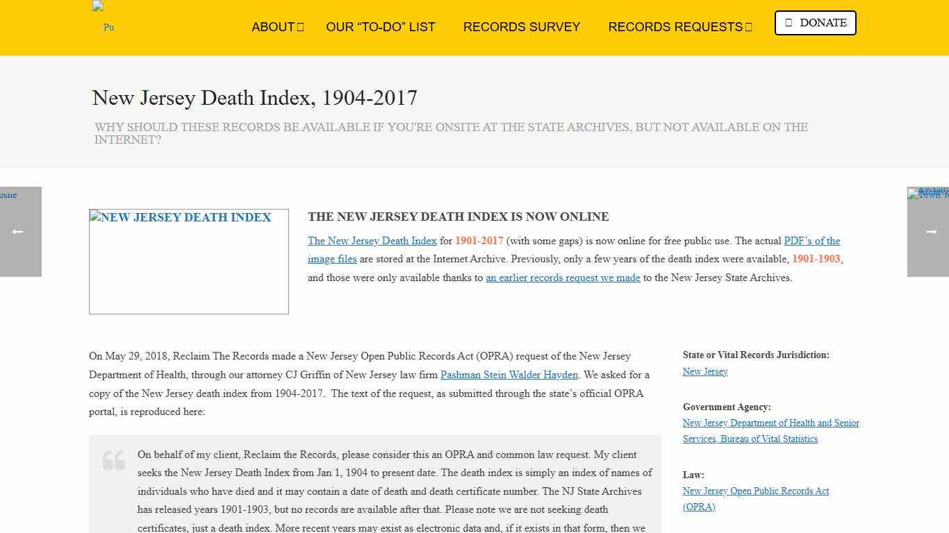 New Jersey Death Index, 1904-2017 - Reclaim The Records